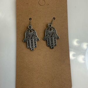 Silver Hamsa Hand Earrings